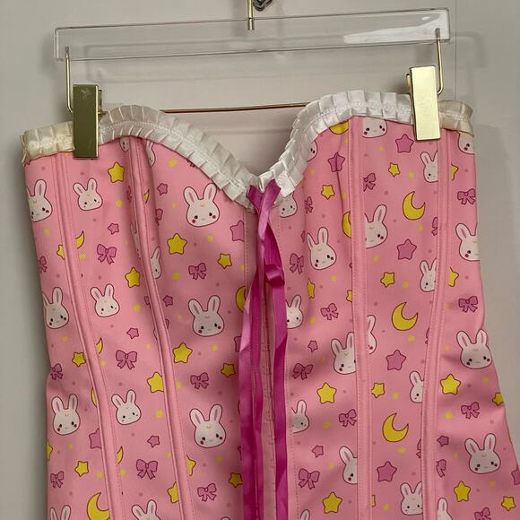 LittleforBig L corset ruffle bow bunny star moon pastel Victorian shapewear cute - Picture 2 of 7